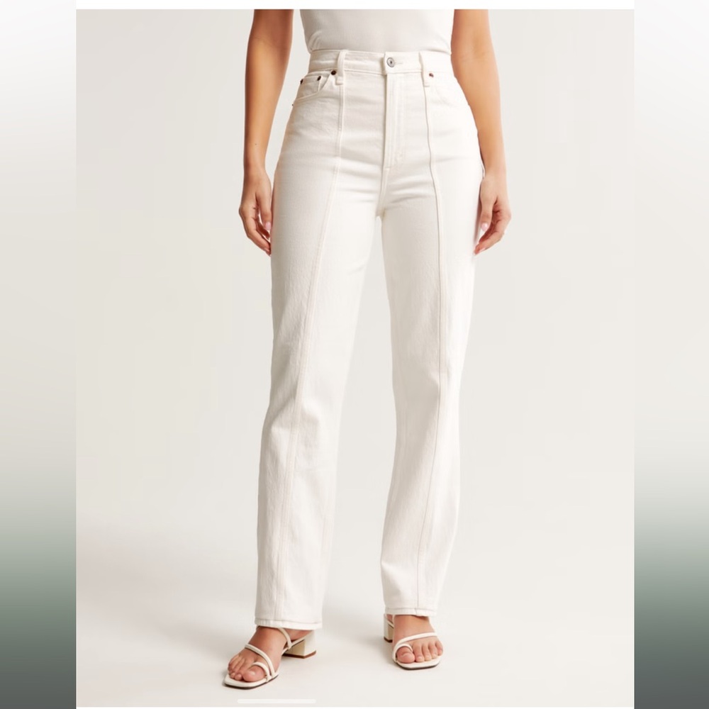 Abercrombie & Fitch Cream 90’s straight ultra high rise CURVE LOVE & LONG